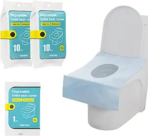 TRIPTIPS Toilet Seat Covers Disposable Travel Pack 20 count｜Faster use-Sticker free｜Waterproof｜XL Disposable Toilet Seat Cover for Adults and Kids, Individually for Public Restroom/Airplane