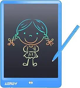 LCD Writing Tablet Colorful 10 Inch Electronic Graphics Doodle Board eWriter Drawing Pad with Memory Lock Gift for Kids & Adults Home School Office Handwriting Tablet (Blue)