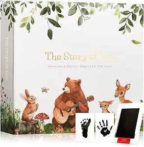 Baby Books for Baby Gift,Baby Book Keepsake Timeless First 5 Year,Baby Memory Book Scrapbook Album from Birth to Age 5, Baby Photo Albums Gender Neutral Baby Items,154 Pages