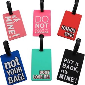 Mziart Funny Luggage Tags Set of 6 Colorful Unique Travel Baggage Bag Tags Suitcase Identify Labels for Women Men