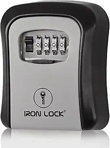 Iron Lock® - Key Lock Box Wall Mount for Keys 4 Digit Combination with Resettable Code with A B Switch Indoor Outdoor Waterproof House Key lockbox for Spare House Keys 5 Capacity Wall Safes