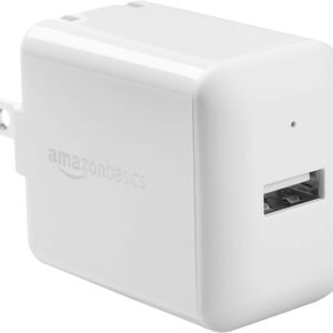 Amazon Basics 12W One-Port USB-A Wall Charger (2.4A) for Phones (iPhone 15/14/13/12/11/X, Samsung, and more), non-PPS, White