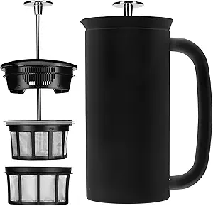 ESPRO P7 French Press Coffee Maker - Double-Walled Stainless Steel Insulated with Micro-Filter, 32 Ounces, Matte Black