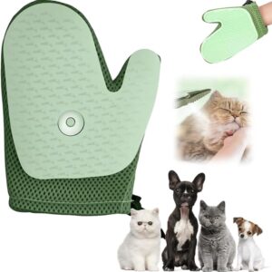 Pet Hair Removal Glove, 2025 New Grooming Mist Glove for Pets, Multi-Functional Deshedding Gloves for Home Use, Gentle Cat Grooming Gloves for Pets (Green)