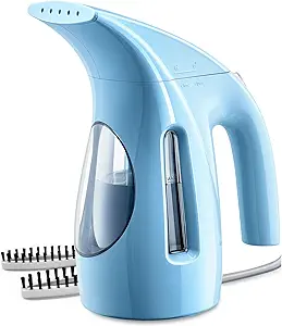 HiLIFE Steamer for Clothes, Portable Handheld Design, 240ml Big Capacity, 700W, Strong Penetrating Steam, Removes Wrinkle, for Home, Office(ONLY FOR 120V) (Sky Blue)