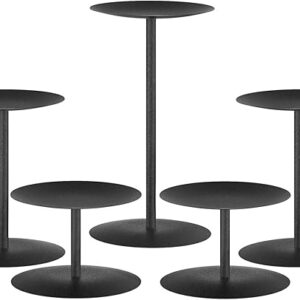 smtyle Metal Candle Holder Black Iron Pillar Candle Holders for Pillar Flamess Wax Candles Set of 5 Plate for Table Centerpieces Desk Decor