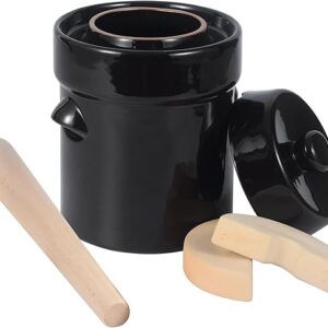 fermentation crock,sauerkraut crock,1/2 Gallon fermenting kit,pickling kit 2 Liters sauerkraut fermentation crock,Sauerkraut masher with stone and lid, suitable for pickling vegetables and kimchi