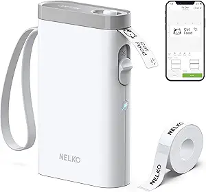 Nelko Label Maker Machine with Tape, P21 Bluetooth Label Printer, Wireless Mini Label Makers with Multiple Templates for School Office Home, White