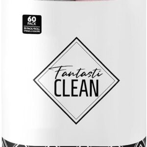 Fantasticlean Microfiber Cleaning Cloth Roll -60 Pack, Tear Away Microfiber Towels, 12" x 12", Reusable, Washable, Scratch Free, Ultra Absorbent Dish Rags for Car, Home, Garage or Shop (Pink & Grey)