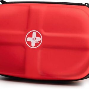 RHINO RESCUE EVA First Aid Kit, HSA/FSA Eligible, Small Waterproof Portable Emergency Hiking First Aid Kit for Backpacking, Medical Kit for Travel, Home, Car, College Dorm, Camping, Boat (Red)