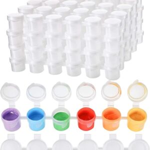 24 Strips 144 Pots Empty Paint Pots with Lids Mini Acrylic Paint Storage Container Arts Crafts Supplies for Classrooms Schools Art Festivals(5 ml/ 0.17 oz)