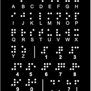 Braille Alphabet Board,Braille English Alphabet with Raised Dots, Numbers & Punctuation Braille Learning for Beginners, Braille Teaching Aid for Blind Children, Adults-7.5 x 5 inches-Black