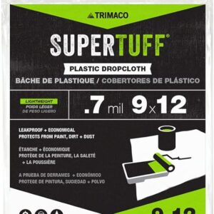Trimaco 03307 SuperTuff Plastic Drop Cloth, 9-feet x 12-feet, 108 Sq Ft