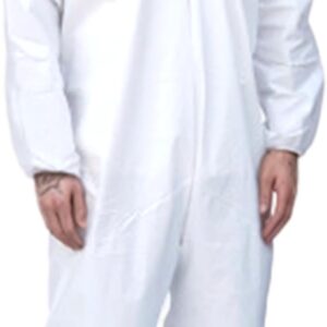 Suntech Microporous Protective Coveralls, 6 Pack or 25 Case, Attached Hood and Boots, Disposable, White
