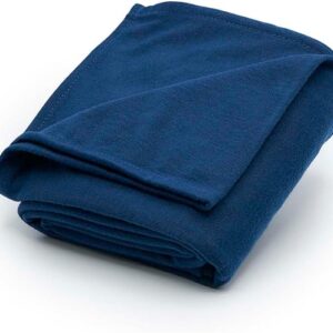 Brookstone Travel Blanket - Lightweight 2-in-1 Soft Fleece Airplane Blanket with Compact Carrying Pouch for Travel and Car, Size One Size, Blue