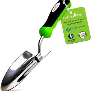 Garden Guru Heavy Duty Garden Trowel Hand Shovel for Gardening - Strong Stainless Steel - Rust Resistant - Ergonomic Grip - Perfect Trowel Garden Tool for Soil Digging Planting Transplanting Weeding