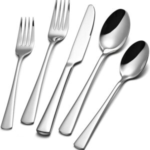 KINGSTONE Silverware Set for 8, 40-Piece Forged 18/10 Stainless Steel Flatware Set, Mirror Finish Cutlery Set Dishwasher Safe for Home, Restaurant, Wedding, Party