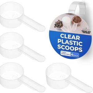 4 Pack Tablespoon Measuring Spoon Set - Coffee Measuring Scoop Plastic 1 Tablespoon (15 ML) Coffee Scoop for Ground Coffee, Small Scoops for Food, Canisters, Tea, Protein, Dry Goods Tbsp Mini Scooper