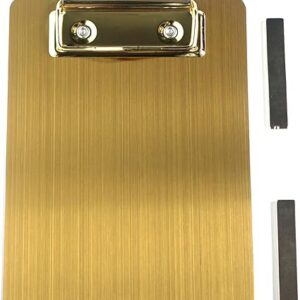 4×6 Stainless Steel Magnetic Clipboards,Small Gold Clipboard A6 Size,Metal Clip Board with Low Profile Clip (4.3"x6.5")