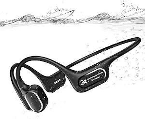 Bone Conduction Swimming Headphones, IPX8 Waterproof MP3 Player with Open-Ear Design, Bluetooth 5.4 Wireless Sports Earbuds for Swimming, Running, Cycling(Red)