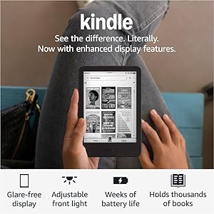 Amazon Kindle 16 GB (newest model) - Lightest and most compact Kindle, now with faster page turns, and higher contrast ratio, for an enhanced reading experience - Black