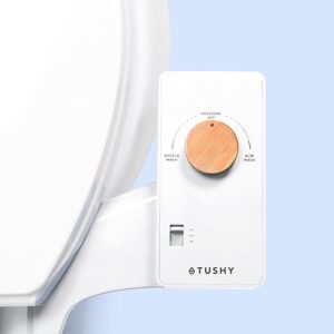 TUSHY Basic 2.0 Bidet Toilet Seat Attachment | Modern Sleek Design. Fresh Clean Water Sprayer. (Non-Electric Self Cleaning Adjustable Nozzle), Bamboo Knob