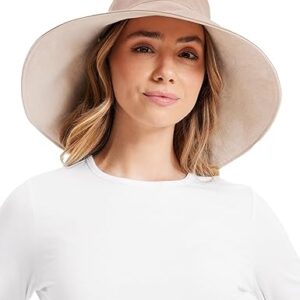 Solbari Women’s Ultra-Wide Cotton Linen Sun Hat UPF 50+, Packable, Adjustable with Ponytail Hole for Travel, Beach & Outdoors