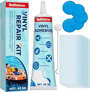 Vinyl Repair Kit, Waterproof and Transparent PVC Glue, Air Mattress Repair Patch Kit for Hot Tubs, Inflatables, PVC, ABS, EVA and Rubber Materials, 60ml