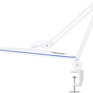 Neatfi XL 2,200 Lumens LED Desk Lamp, 23 Inches 24W, Adjustable Arm, Dimmable, Eye Caring, Nail Light for Home, Office, Study Lamp (Non-CCT with Clamp, White)