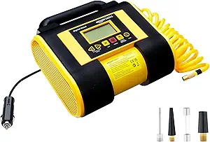 Amazon Basics Portable Car Tire Inflator with Digital Pressure Gauge, 150 PSI, 12V DC, Black