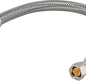 Eastman 12 Inch Flexible Toilet Connector, 7/8 Inch Ballcock x 3/8 Inch Compression, Stainless Steel Braided Hose, 48088
