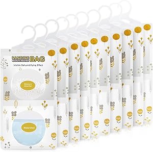 Vacplus Moisture Absorbers, Hanging Closet Dehumidifier Bags, Humidity Packs, Desiccant, Closet Dehumidifiers with Fragrance Free, 10 Pack, 9.8 OZ