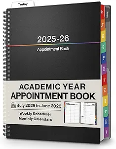 Dunwell Large Appointment Book 2025-2026 (Colorful), July 2025 - June 2026, 8.5 x 11 Appointment Planner 15 Minute Increments, Schedule Book with Tabs, Hourly Daily Weekly Monthly Agenda