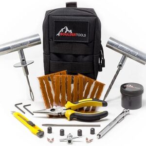 Boulder Tools - Compact Tire Repair kit with Molle Storage Pouch. Heavy Duty Universal Tire Plug Kit, Easily Stores Inside Your UTV, ATV, Truck, Motorcycle, Overlanding Gear or RV