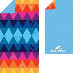 SUN NINJA Quick Dry Towel - Microfiber Beach Towel - Lightweight & Compact for Beach, Travel, Pool, Yoga, Camping - 63x32 inch XL, Large Absorbent, Sand Free Swim Towels for Adults & Kids