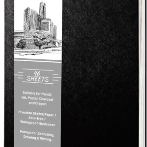 Hardcover Sketch Book 9" x 12", Sketchbook Drawing Pads, 160GSM Thick Smooth Sketching Paper 46 Sheets/92 Pages, Micro-Perforated Pages