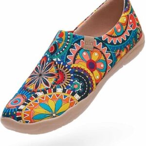 UIN Women's Blossom Slip On Shoes Colorful Comfortable Lightweight Art Travel Sneakers Casual Floral Stylish Everyday Loafers