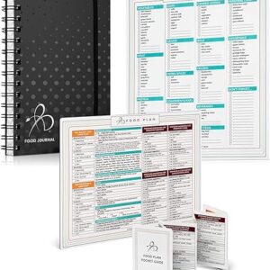 Bright Line Eating Starter Pack – Black Food Journal + Magnetic Meal Planner + Food Plan Pocket Guide + Grocery List Magnet Pad for Fridge – Meal Planning Tools to Track Food, Water, & Weight Loss