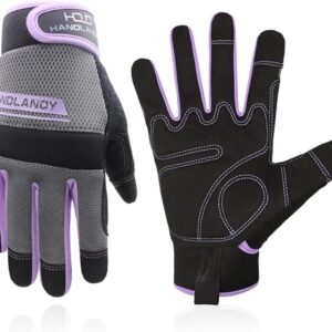 HANDLANDY Women Safety Work Gloves Utility Touch Screen Working Grip Glove for Yardwork Gardening Breathable Mechanic Gloves