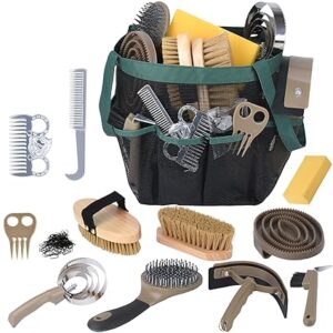 Horse Grooming Kit 13 Piece, Horse Brushes for Grooming Supplies Set with Organizer Bag, Horse Braiding Kit, Horse Brush & Curry Comb for Effective Grooming, Gift for Horse Riders Beginners