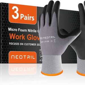 Safety Work Gloves MicroFoam Nitrile Coated-3/6/12/36 Pairs,Breathable Nylon Working Gloves for Men Women