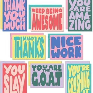S&O Set of 24 Cute Appreciation Cards with Envelopes - 8 Unique Appreciation Card Designs - Thank You Cards for Coworkers, Employee, Teachers, Recognition & Gratitude, 4.25”x5.75”