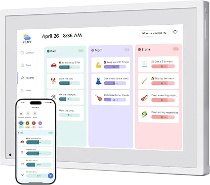 Digital Calendar Touch Screen 10 Inch, Electronic Calendar Chore Chart for Family Monthly/Weekly/Daily Planner, Smart Calendar for Home Organization, Desk Mount and APP Control