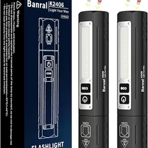 Rechargeable Tactical Flashlights High Lumens - Super Bright Small Powerful LED Magnetic USB C Flashlight, 8 Modes, Dual Button Waterproof Pocket Flash Light for Emergency, Car (2, Black)