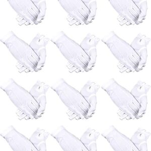 SATINIOR 12 Pairs White Black Uniform Gloves Men Women Parade Costume Gloves for Police Server Funeral Formal Tuxedo Guard