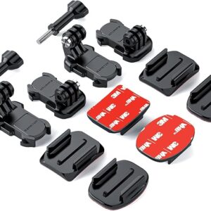 Helmet Sticky Mounts Adhesive Buckle Mount Screw Accessory Kit Compatible with GoPro Hero 13 12 11 10 Max 9 8 7 6 5 Session DJI Osmo Insta360 AKASO Action Cameras (12 in 1)