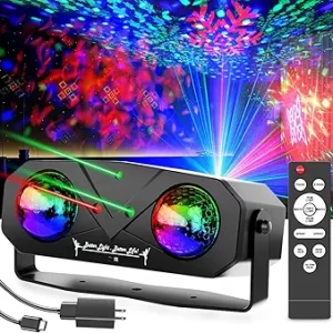 Disco Lights Disco Ball, Sound Activated Party Light with Roating Disco Ball,Star Projector,Ocean Light and Laser Lights for Party DJ KTV Club Wedding Festivals Stage Dancing Christmas