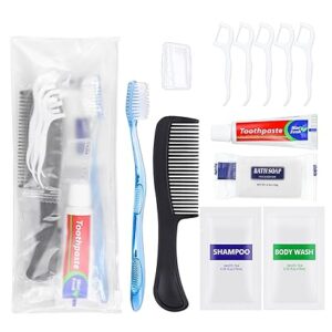 50 Sets Bulk Hygiene Kits for Homeless,Basic Toiletry Kit Homeless Supplies Bulk,Disposable Toothbrushes with Toothpaste and Comb Individually Wrapped,Bath Soap,Shampoo,Body Wash,Floss Pick