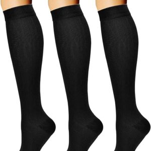 CHARMKING Compression Socks for Women & Men Circulation (3 Pairs) 15-20 mmHg is Best Support for Athletic Running Cycling