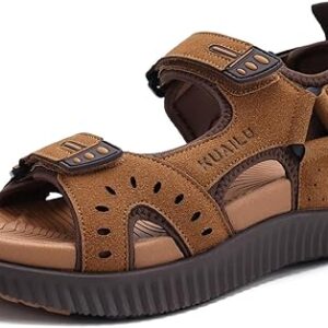 KuaiLu Mens Hiking Sandals With Arch Support Sport Recovery Athletic Walking Sandals For Man Outdoor Summer Casual Thick Cushion Beach Water Fisherman Sandal Size 7-15